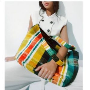 Zara plaid tote bag